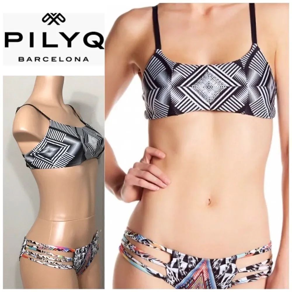 PILYQ Geometric diamond top and strappy bottom.D-cup/S-bottom